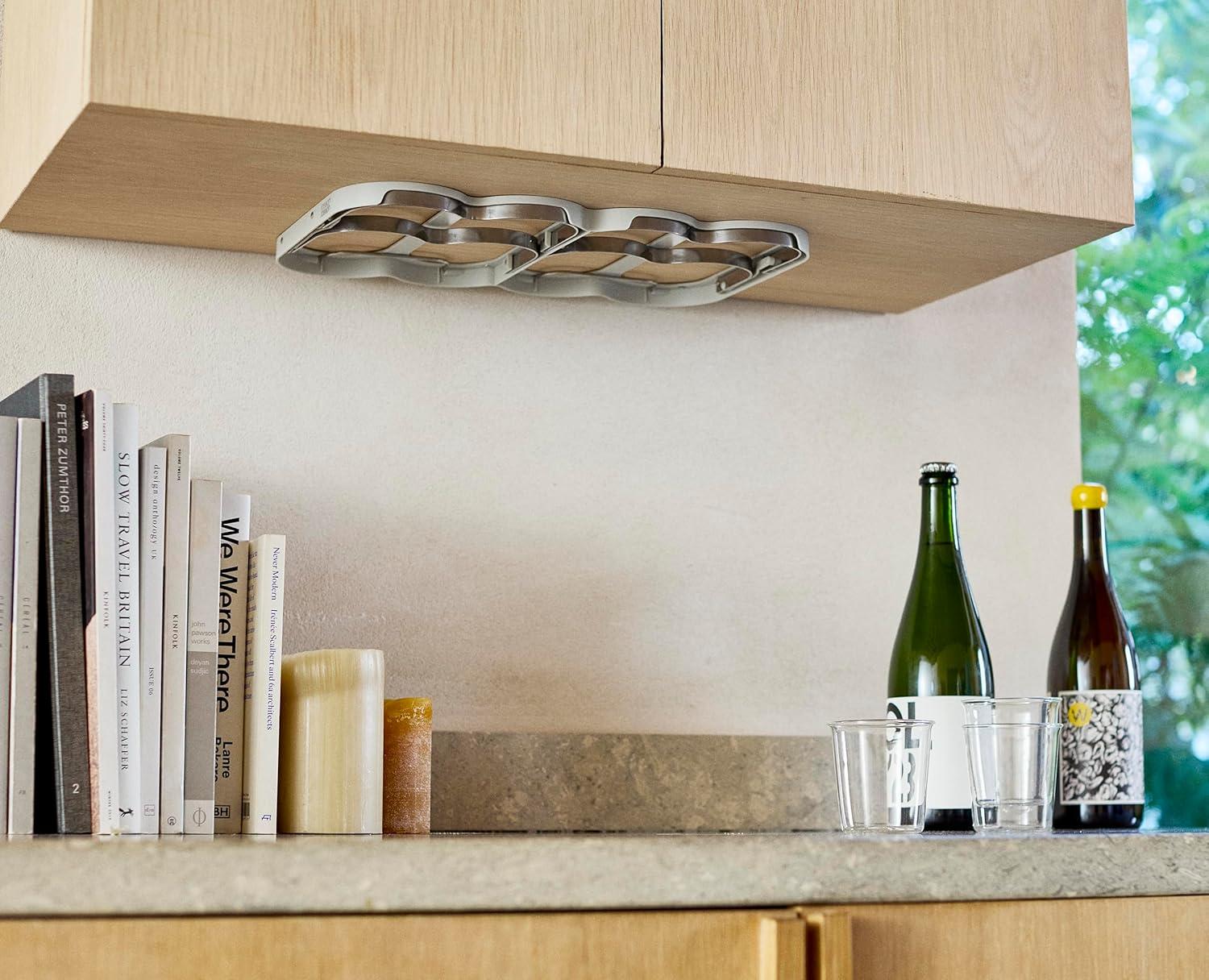 image:imageJoseph Joseph Cradle Wine Bottle Organizer Under Cabinet Mount Folding Steel Rack Holds 4 Bottles