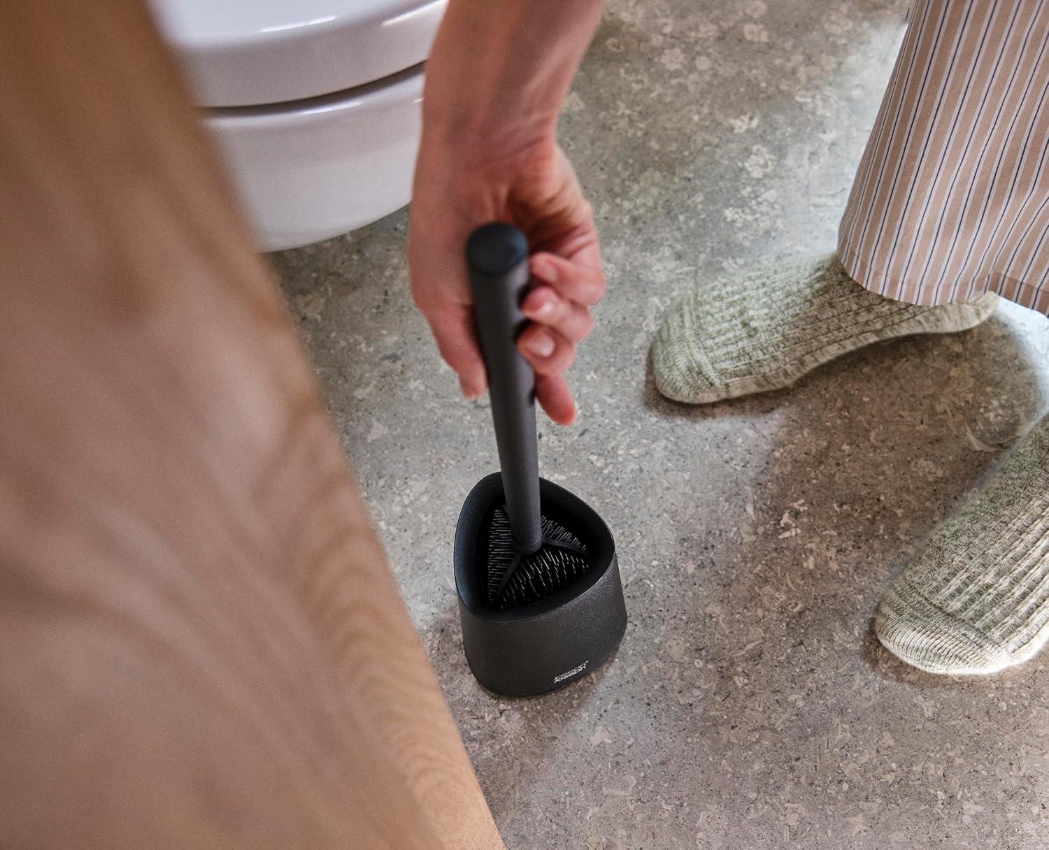 image:imageJoseph Joseph Flex 360 Lite Silicone Toilet Brush amp Holder 360 Clean AntiDrip Replaceable Head WhiteBlack