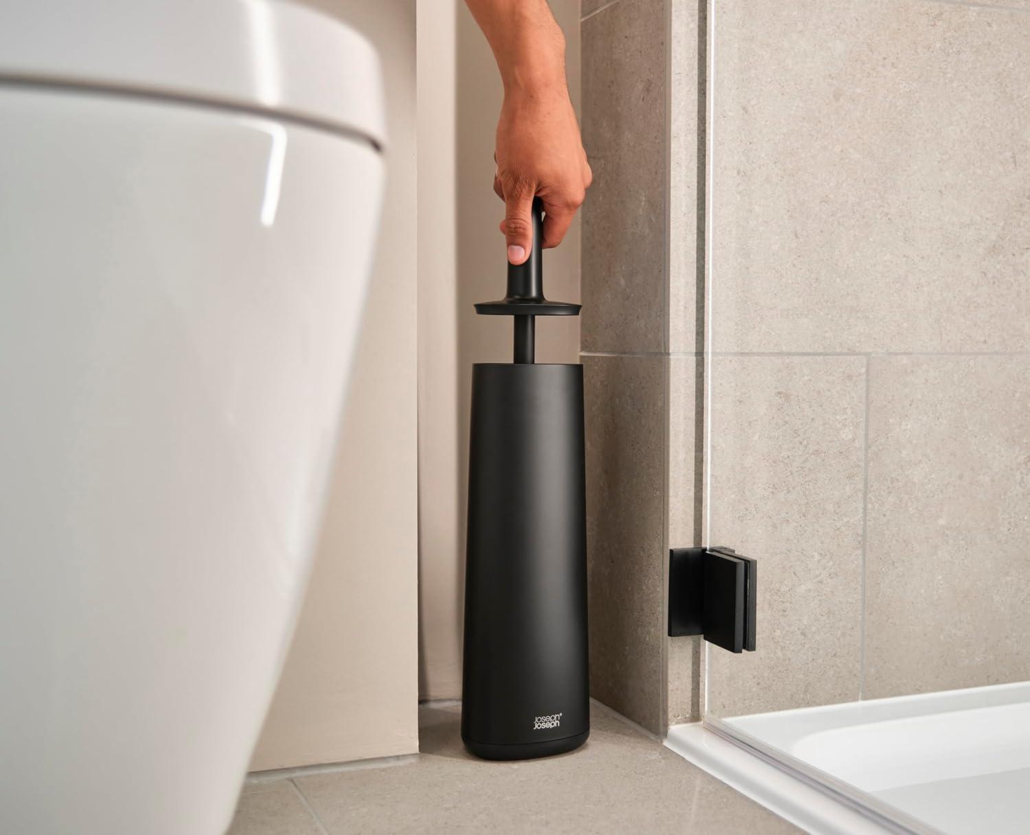 image:imageJoseph Joseph Flex 360 Lite Silicone Toilet Brush amp Holder 360 Clean AntiDrip Replaceable Head WhiteBlack