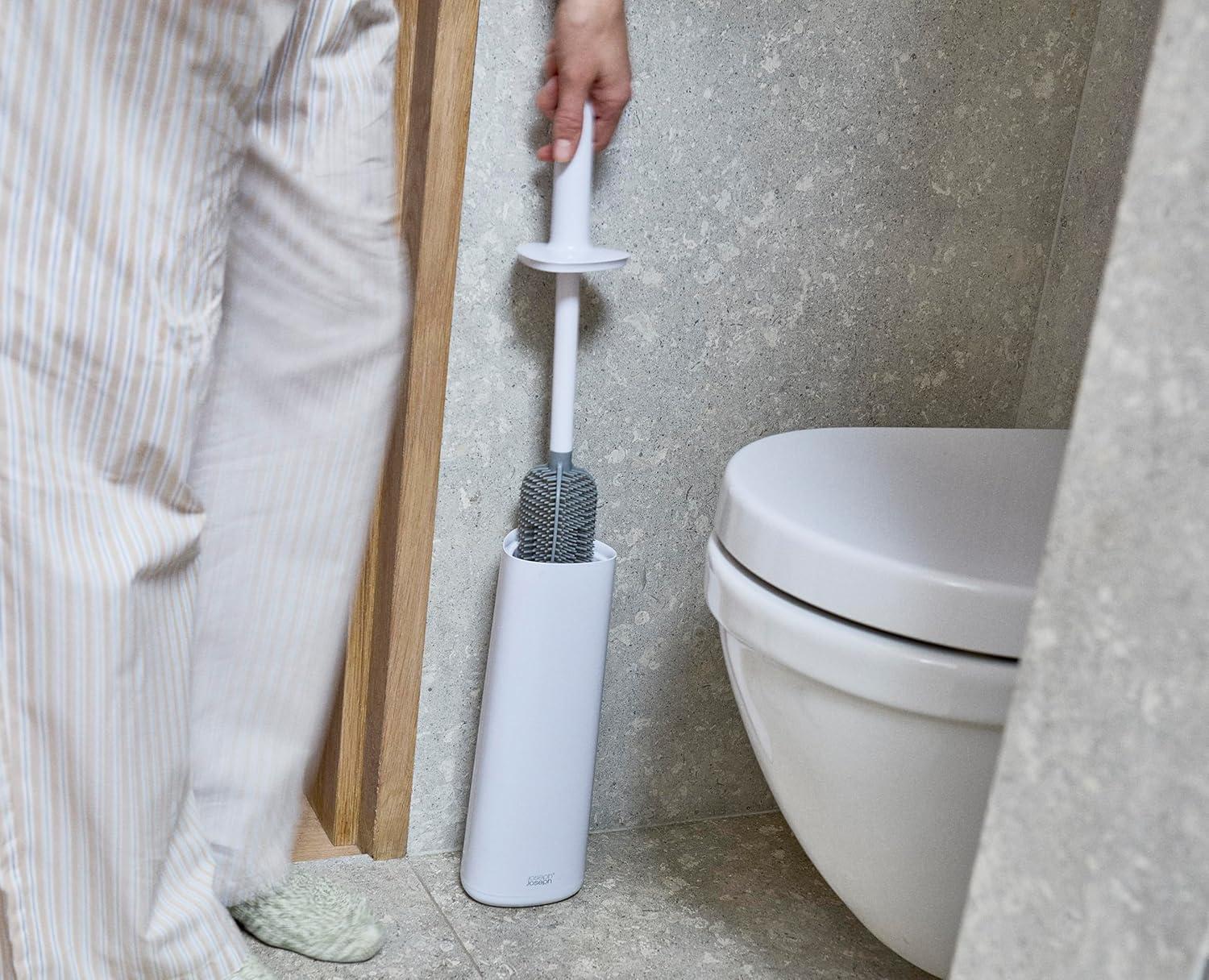 image:imageJoseph Joseph Flex 360 Lite Silicone Toilet Brush amp Holder 360 Clean AntiDrip Replaceable Head WhiteWhite