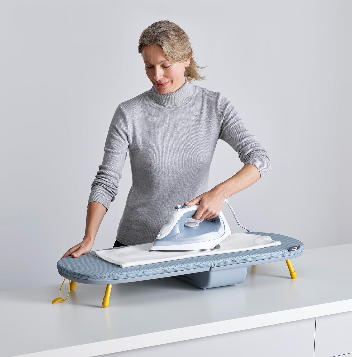image:imageJoseph Joseph Pocket Max Portable Folding Tabletop Ironing Board 43 Surface Integrated Iron Storage HookGreyYellow