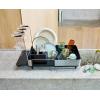 Joseph Joseph Extend Steel Plus Extendable Dish Rack Steel, Small to Large Dish Drainer with Wine Glass Holder & Drain Spout(Black)