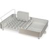 Joseph Joseph Extend Steel Plus Extendable Dish Rack Steel, Small to Large Dish Drainer with Wine Glass Holder & Drain Spout(Light Stone)