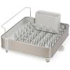 Joseph Joseph Extend Steel Plus Extendable Dish Rack Steel, Small to Large Dish Drainer with Wine Glass Holder & Drain Spout(Light Stone)