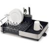 Joseph Joseph Extend Steel Plus Extendable Dish Rack Steel, Small to Large Dish Drainer with Wine Glass Holder & Drain Spout(Gray)