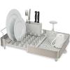 Joseph Joseph Extend Steel Plus Extendable Dish Rack Steel, Small to Large Dish Drainer with Wine Glass Holder & Drain Spout(Light Stone)