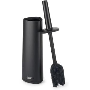 Joseph Joseph Flex 360 Lite Silicone Toilet Brush & Holder, 360 Clean, Anti-Drip, Replaceable Head, White(Black)