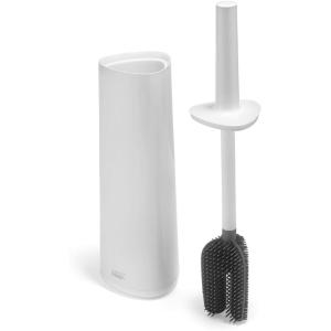 Joseph Joseph Flex 360 Lite Silicone Toilet Brush & Holder, 360 Clean, Anti-Drip, Replaceable Head, White(White)