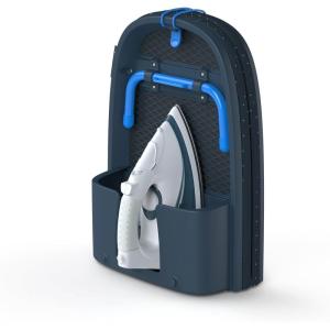 Joseph Joseph Pocket Max Portable Folding Tabletop Ironing Board, 43″ Surface, Integrated Iron Storage Hook(Black/Blue)