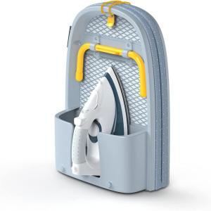 Joseph Joseph Pocket Max Portable Folding Tabletop Ironing Board, 43″ Surface, Integrated Iron Storage Hook(Grey/Yellow)