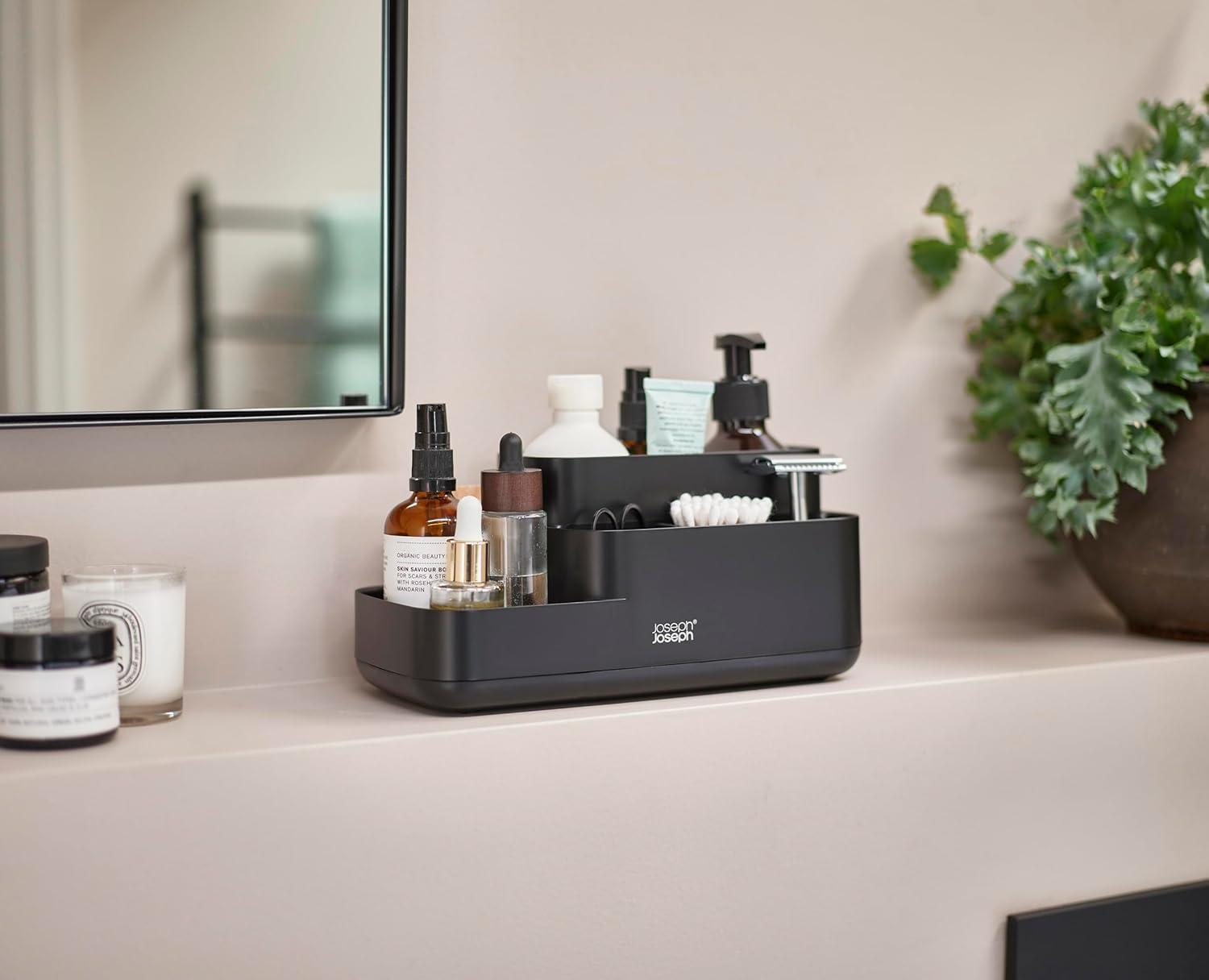 image:imageJoseph Joseph EasyStore Bathroom Storage Caddy Toothbrush and Toothpaste Organiser for Bathroom Accessories Matt Finish EcruBlack