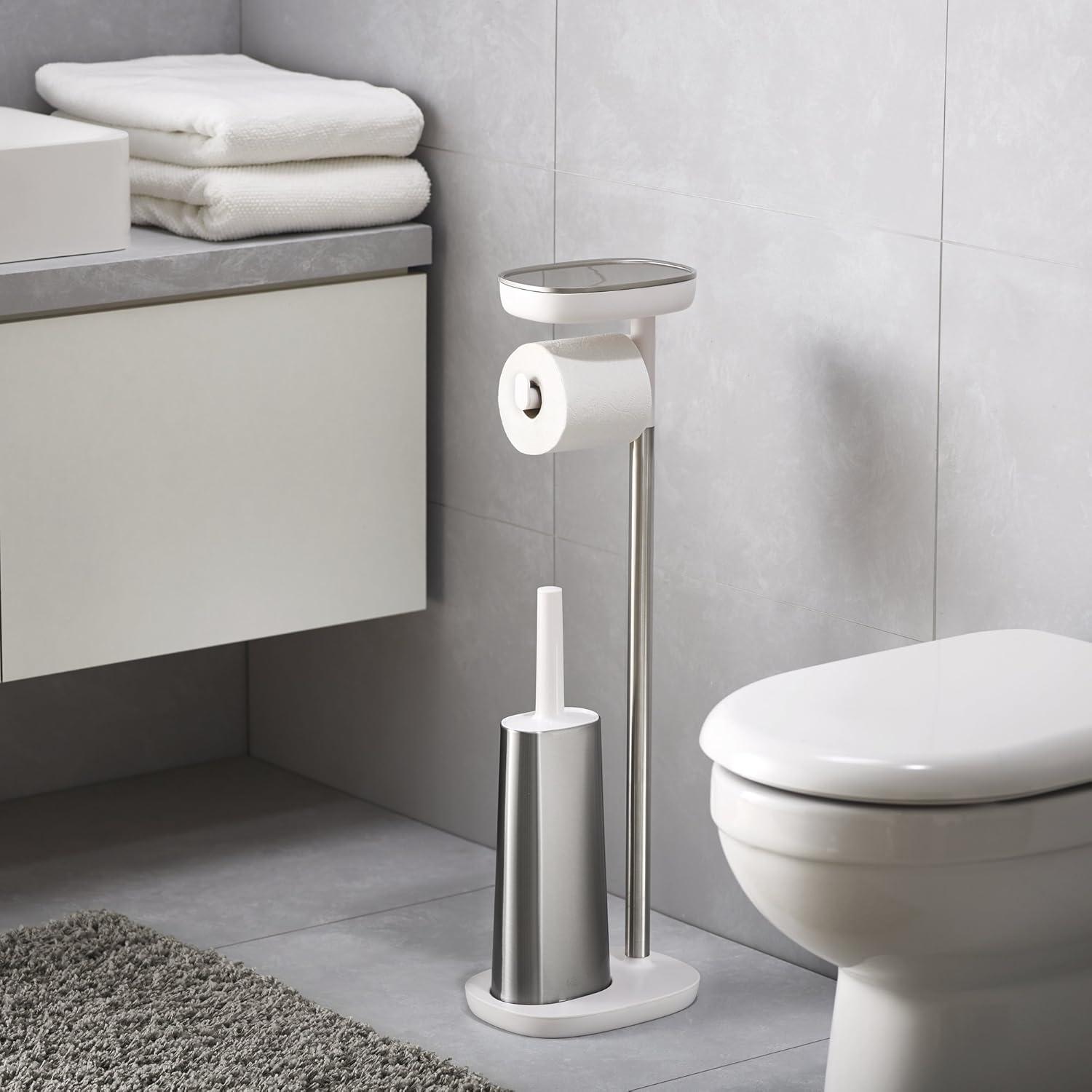 image:imageJoseph Joseph EasyStore Butler Toilet Paper Holder Stand and Flex Toilet Brush with Shelf and Drawer Stainless SteelStand with Toilet Brush