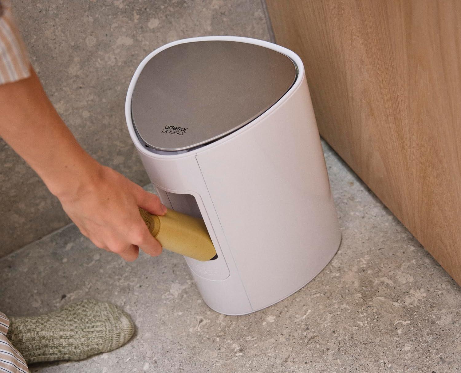 image:imageJoseph Joseph EasyStore Stainless Steel 5 Liter13 Gallon Pedal Trash Can with Bin Liner Storage SoftClose Lid Removable Inner Bucket for Bathroom Bedroom Office Matt BlackGloss White