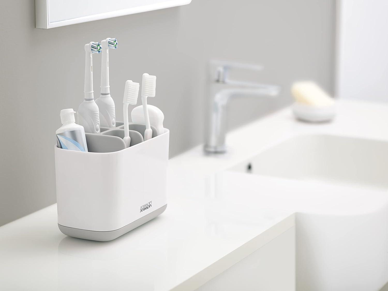 image:imageJoseph Joseph EasyStore StainlessSteel Toothbrush Holder Bathroom Storage Organizer Caddy SmallGreyWhite