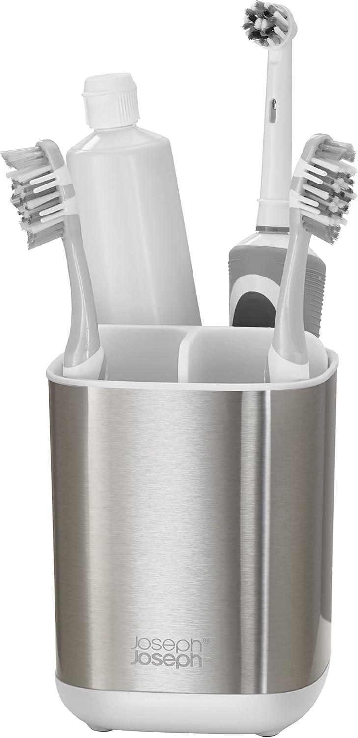 image:imageJoseph Joseph EasyStore StainlessSteel Toothbrush Holder Bathroom Storage Organizer Caddy SmallStainless Steel