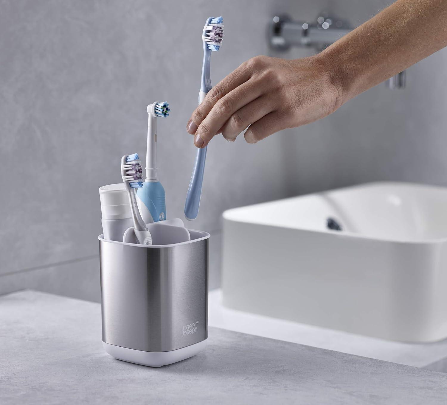 image:imageJoseph Joseph EasyStore StainlessSteel Toothbrush Holder Bathroom Storage Organizer Caddy SmallStainless Steel