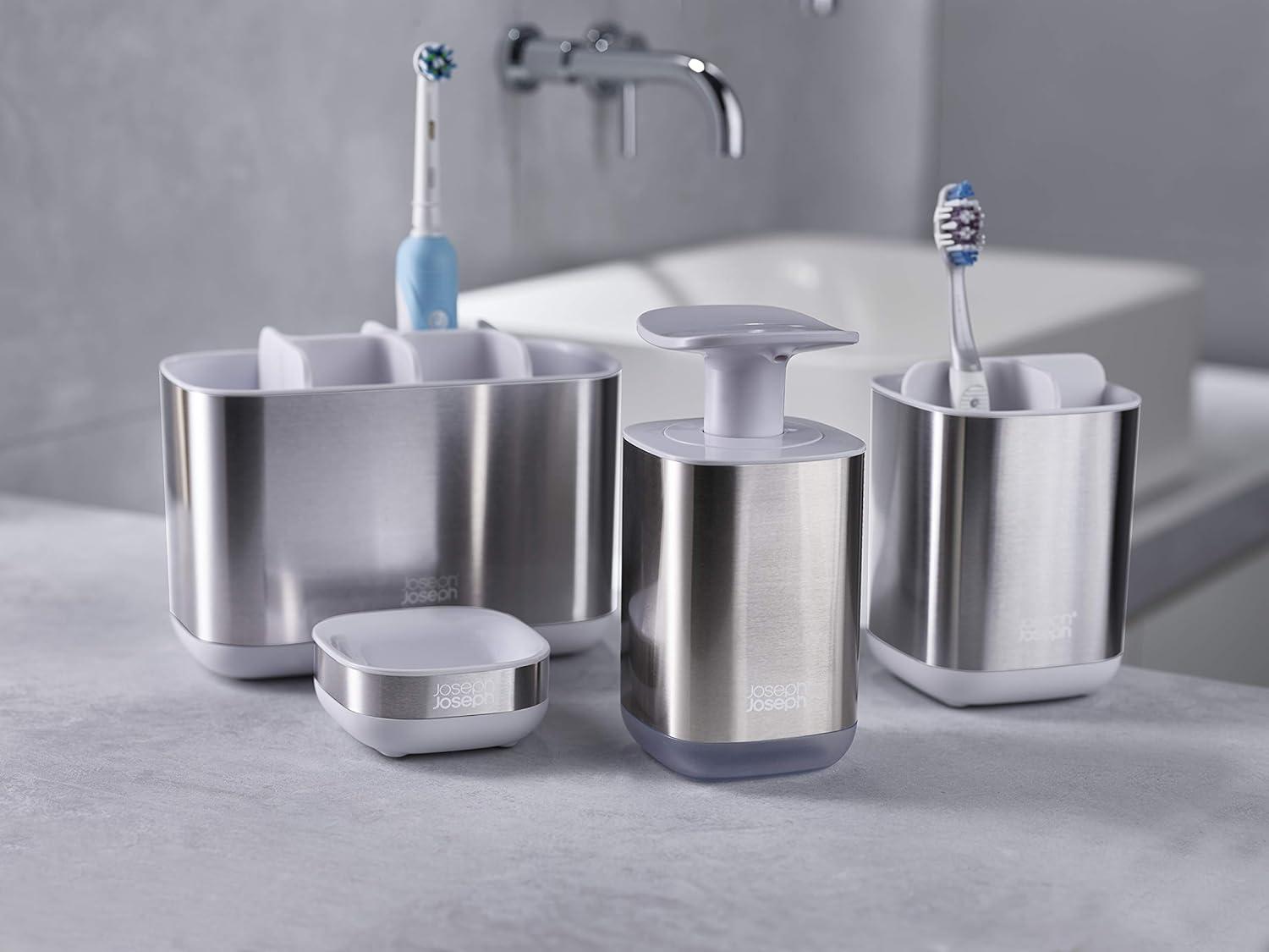 image:imageJoseph Joseph EasyStore StainlessSteel Toothbrush Holder Bathroom Storage Organizer Caddy SmallStainless Steel