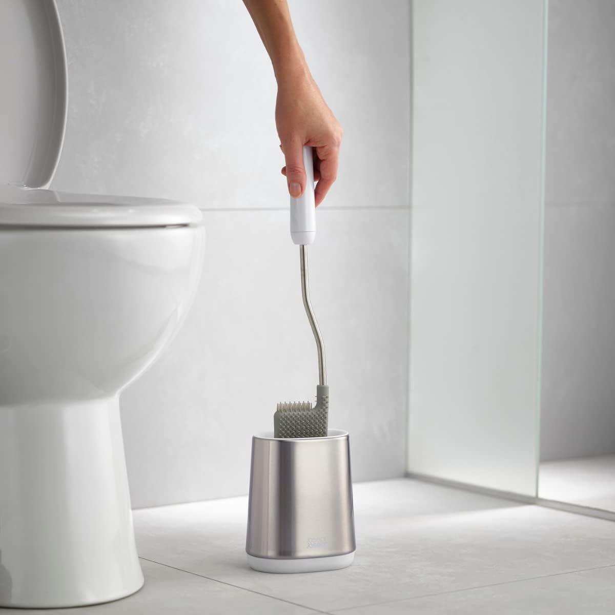 image:imageJoseph Joseph Flex Lite Silicone Toilet Brush with Slimline Holder Set Flexible Head drip AntiClog deep Clean 1 EA GreyWhiteStainless Steel