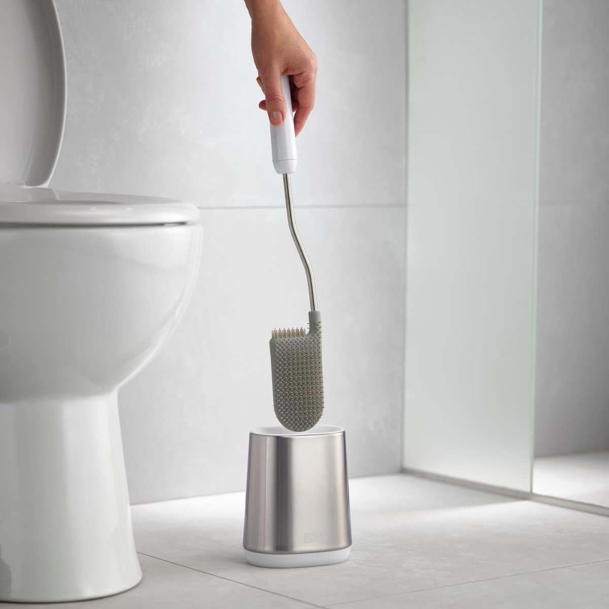 image:imageJoseph Joseph Flex Lite Silicone Toilet Brush with Slimline Holder Set Flexible Head drip AntiClog deep Clean 1 EA GreyWhiteStainless Steel