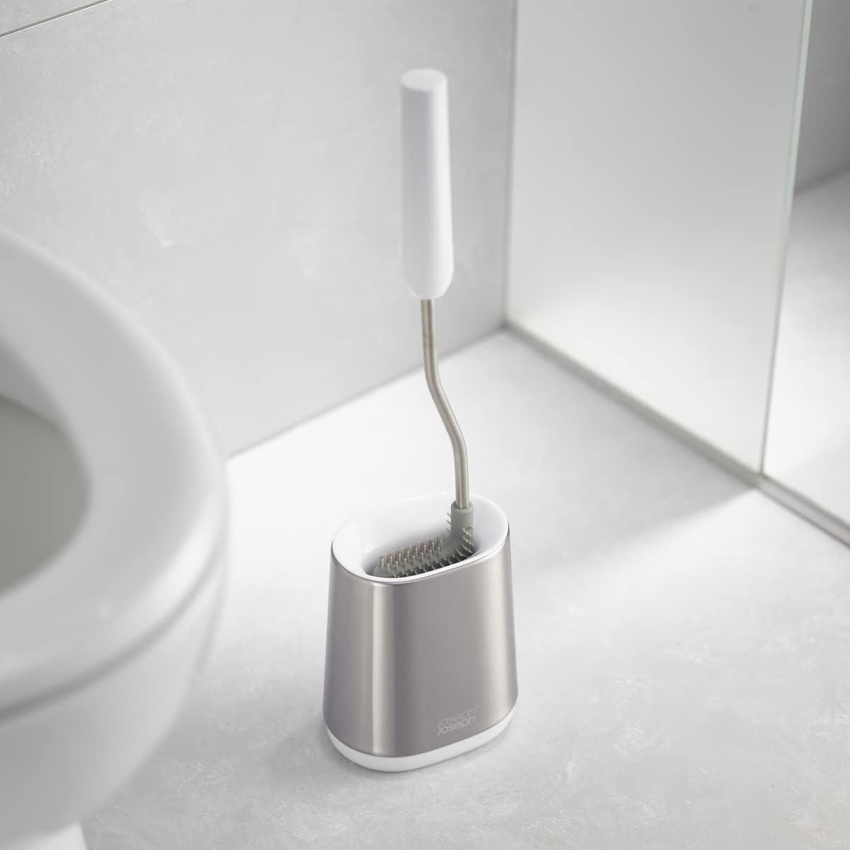image:imageJoseph Joseph Flex Lite Silicone Toilet Brush with Slimline Holder Set Flexible Head drip AntiClog deep Clean 1 EA GreyWhiteStainless Steel