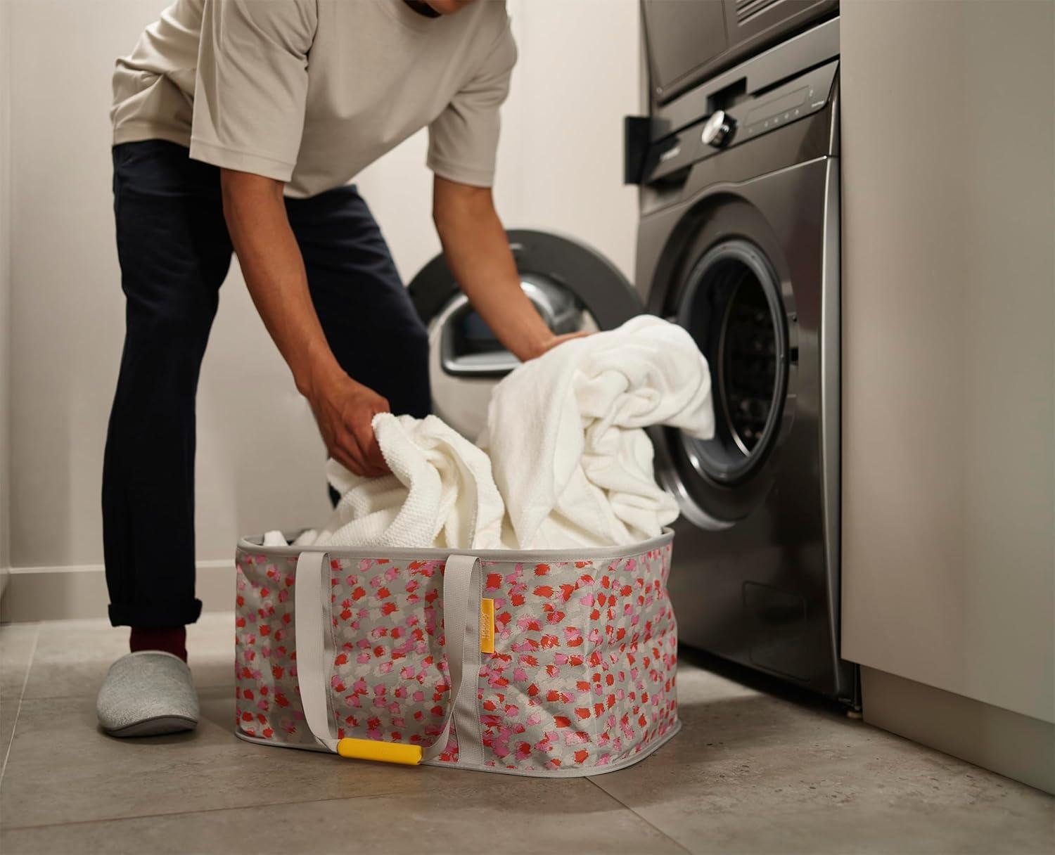 image:imageJoseph Joseph HoldAll Collapsible 35L Washing Laundry Basket Bag Durable Fabric Moisture Resistant Peach Blossom