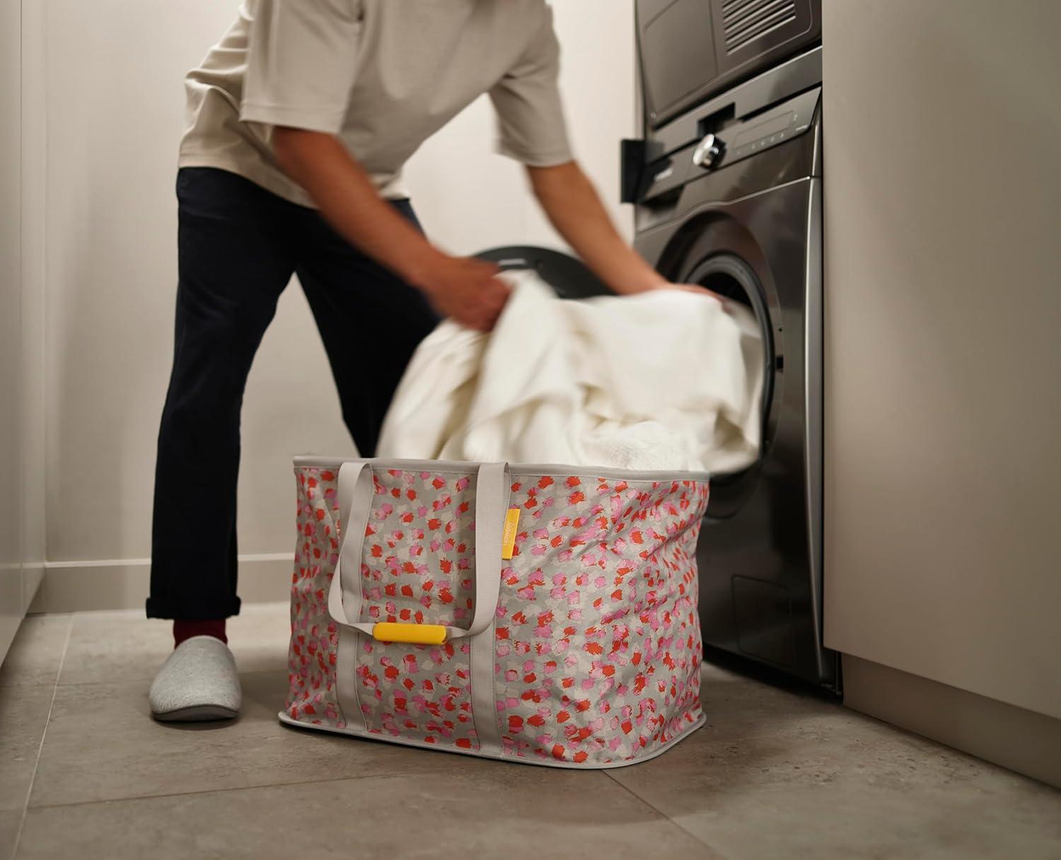 image:imageJoseph Joseph HoldAll Max Collapsible 55L Washing Laundry Basket Bag Durable Fabric Moisture Resistant Peach Blossom