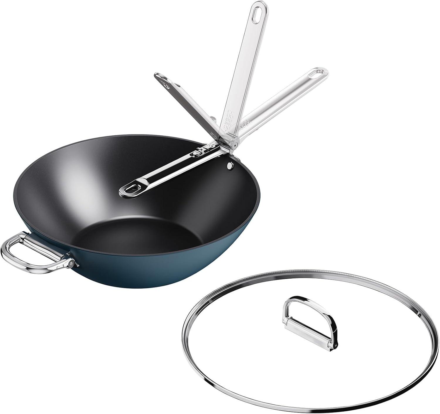 image:imageJoseph Joseph Space 125 Nonstick Wok with Lid amp Folding Handle Space Saving Stirfry Pan Ceramic Coating Induction amp Oven Safe125