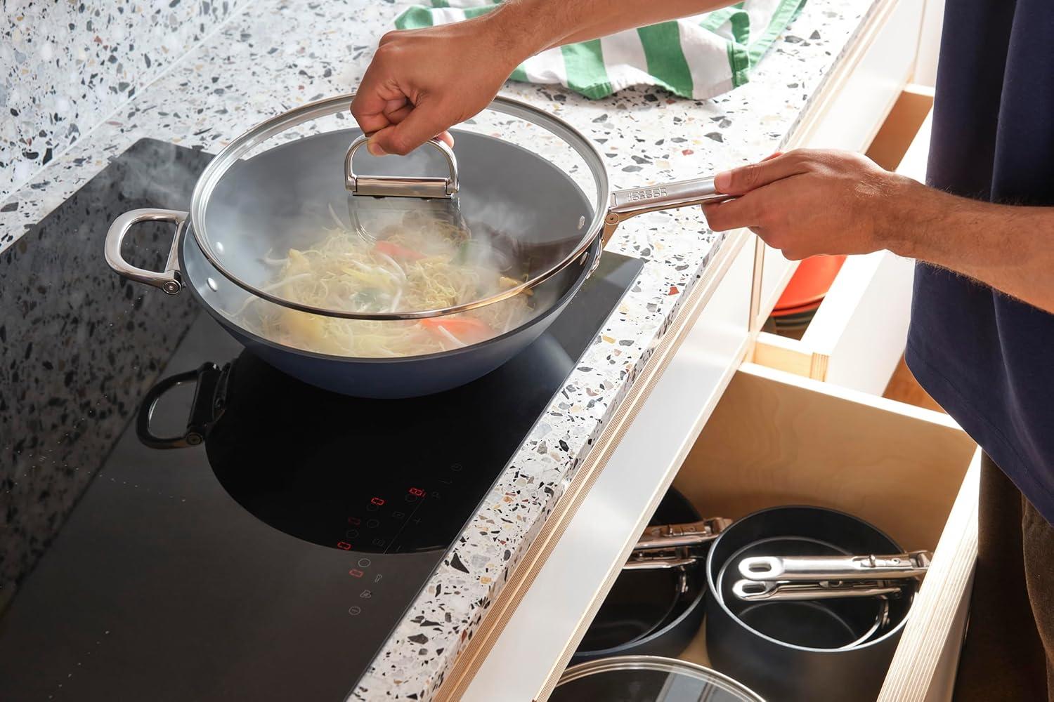 image:imageJoseph Joseph Space 125 Nonstick Wok with Lid amp Folding Handle Space Saving Stirfry Pan Ceramic Coating Induction amp Oven Safe125