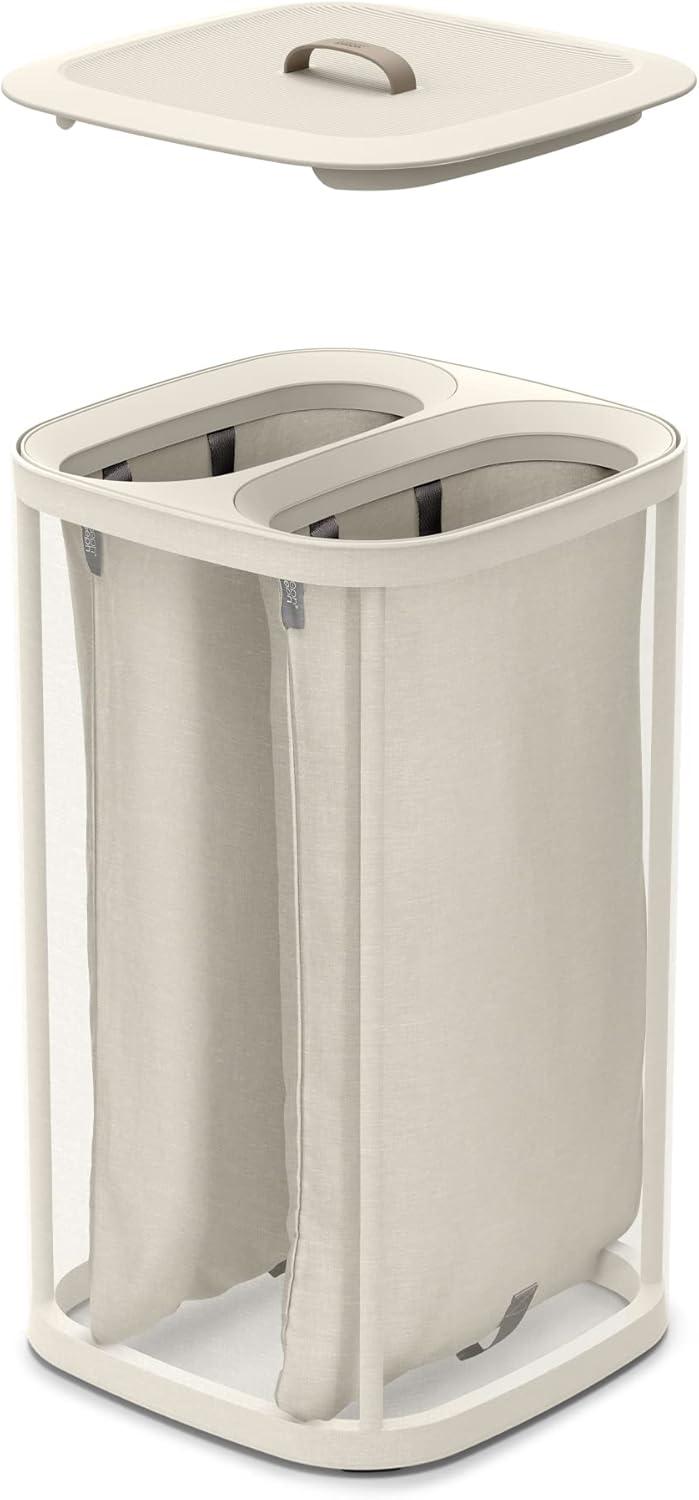 image:imageJoseph Joseph Tota Trio 90 liter238 gallon Laundry Hamper Separation Basket with lid 3 Removable Washing Bags with Handles EcruEcru