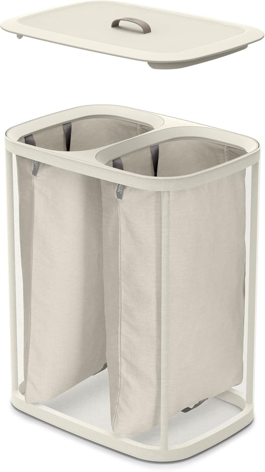 image:imageJoseph Joseph Tota Trio 90 liter238 gallon Laundry Hamper Separation Basket with lid 3 Removable Washing Bags with Handles EcruEcru