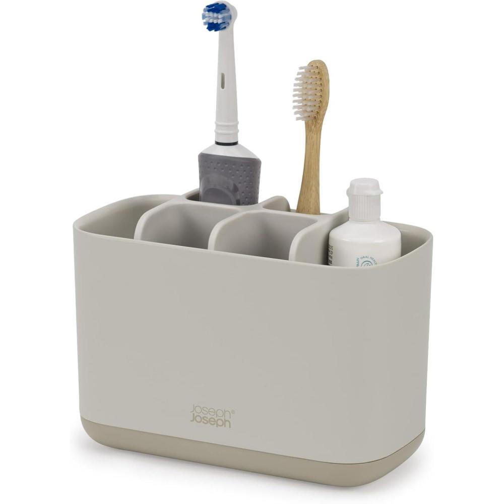 image:imageJoseph Joseph EasyStore StainlessSteel Toothbrush Holder Bathroom Storage Organizer Caddy SmallEcru