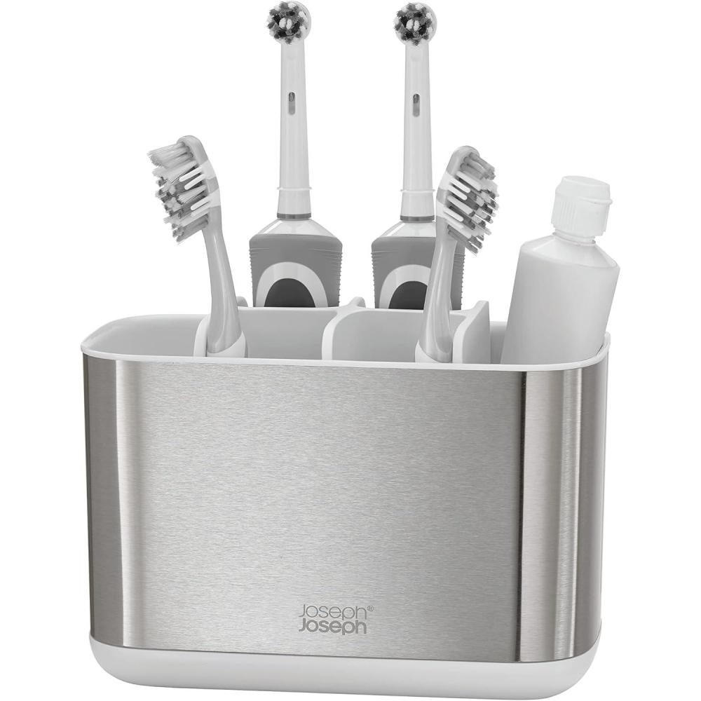 image:imageJoseph Joseph EasyStore StainlessSteel Toothbrush Holder Bathroom Storage Organizer Caddy SmallStainless Steel