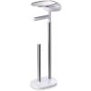Joseph Joseph EasyStore Butler Toilet Paper Holder Stand and Flex Toilet Brush with Shelf and Drawer, Stainless Steel(Stand)