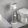 Joseph Joseph EasyStore Butler Toilet Paper Holder Stand and Flex Toilet Brush with Shelf and Drawer, Stainless Steel(Stand with Toilet Brush)