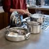 Joseph Joseph Space Steel 2-Piece Nonstick Stainless-Steel Frying Pan Skillet Set, Nesting with Folding Handles, Induction & Oven Safe(8pc)