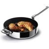 Joseph Joseph Space Steel 9.5″ Nonstick Stainless-Steel Frying Pan Skillet with Folding Handle, Ceramic Coating, Induction & Oven Safe(11”)