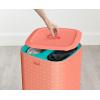 Joseph Joseph Tota Trio 90 liter/23.8 gallon Laundry Hamper Separation Basket with lid, 3 Removable Washing Bags with Handles- Ecru(Coral/Turquoise)