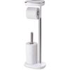 Joseph Joseph EasyStore Butler Toilet Paper Holder Stand and Flex Toilet Brush with Shelf and Drawer, Stainless Steel(Stand)