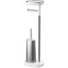 Joseph Joseph EasyStore Butler Toilet Paper Holder Stand and Flex Toilet Brush with Shelf and Drawer, Stainless Steel(Stand with Toilet Brush)
