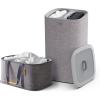 Joseph Joseph Laundry 2 piece set – Hold-All 35L/9.2 Gallon collapsible Washing Basket and Tota 60L/15.8 Laundry Separation Hamper with 2 removeable bags – Gray
