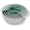Joseph Joseph Nest 9 Plus, 9 Piece Compact Food Preparation Set with Mixing Bowls, Measuring Cups, Sieve and Colander, Stainless Steel(Green)