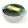 Joseph Joseph Nest 9 Plus, 9 Piece Compact Food Preparation Set with Mixing Bowls, Measuring Cups, Sieve and Colander, Stainless Steel(Opal)