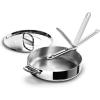 Joseph Joseph Space Steel 9.5″ Nonstick Stainless-Steel Frying Pan Skillet with Folding Handle, Ceramic Coating, Induction & Oven Safe(3.5qt)