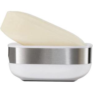 Joseph Joseph 70511 Slim Compact Soap Dish with Drain, Gray, 7.1 x 3.6 x 8.4 cm(Stainless Steel)