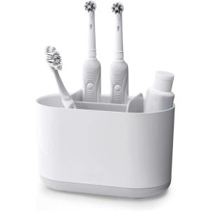 Joseph Joseph Duo Detachable Toothbrush Holder, Compatile with Manual and Electric Toothbrushes, Bathroom Organizer, White, Large(White)