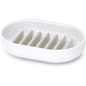 Joseph Joseph Duo Quick-Drain Soap Dish Holder, Soap Cup Tray Stand for Bathroom & Kitchen, White