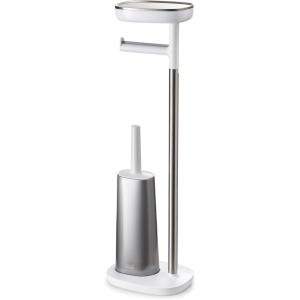 Joseph Joseph EasyStore Butler Toilet Paper Holder Stand and Flex Toilet Brush with Shelf and Drawer, Stainless Steel(Stand with Toilet Brush)