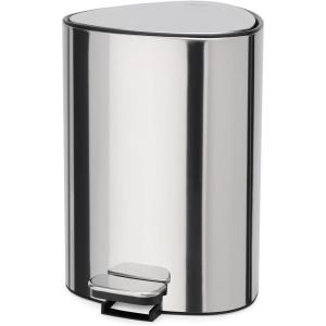 Joseph Joseph EasyStore Stainless Steel 5 Liter/1.3 Gallon Pedal Trash Can with Bin Liner Storage, Soft-Close Lid, Removable Inner Bucket, for Bathroom, Bedroom, Office, Matt Black(Stainless steel)