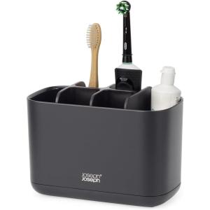 Joseph Joseph EasyStore Stainless-Steel Toothbrush Holder Bathroom Storage Organizer Caddy, Small(Black)
