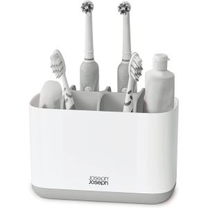 Joseph Joseph EasyStore Stainless-Steel Toothbrush Holder Bathroom Storage Organizer Caddy, Small(Grey/White)